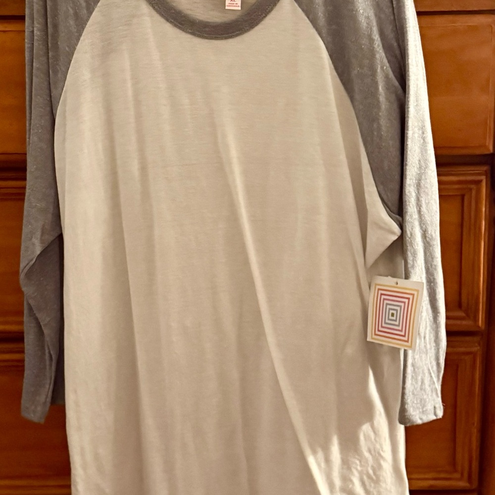 Gray and White Raglan Sleeve Shirt